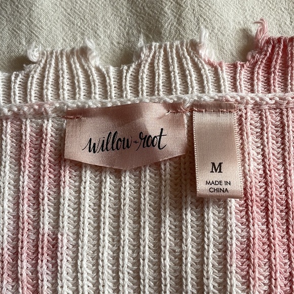 Cropped Distressed Pink & White Ti-Dye Top - Picture 2 of 2